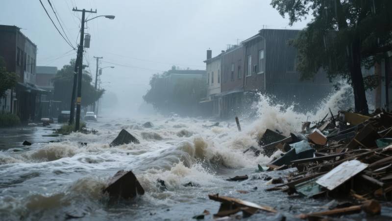 洪水肆虐街道图片
