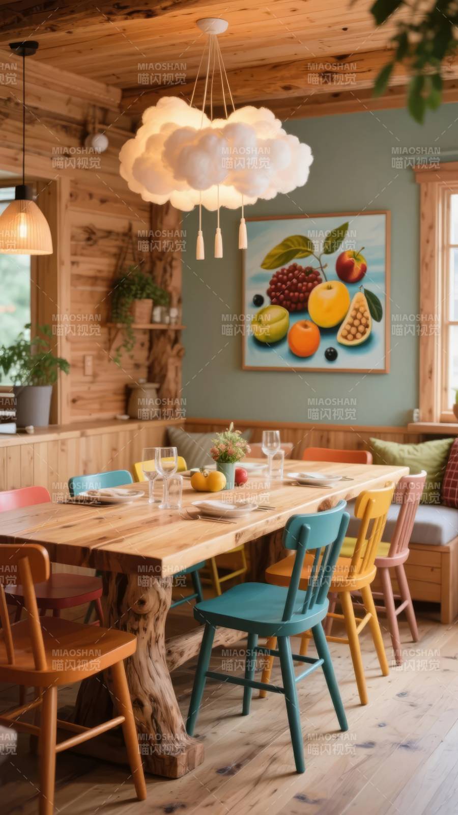 温馨木屋餐桌图片
