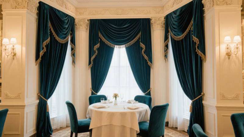 典雅餐厅 蓝幕映衬图片