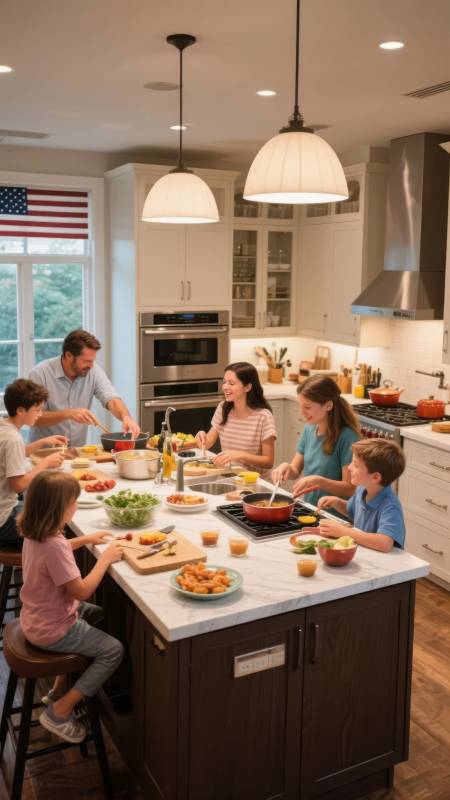 家庭厨房共进晚餐图片