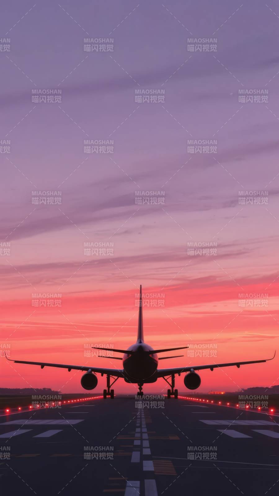 暮色中的飞机跑道图片