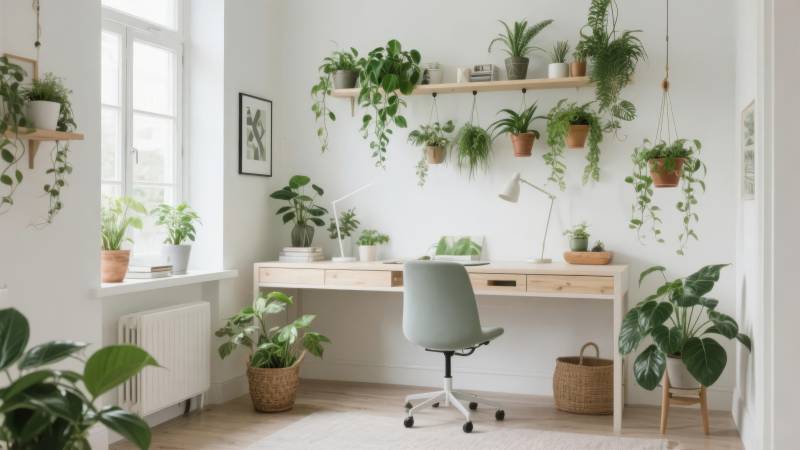 绿意盎然的办公角落图片