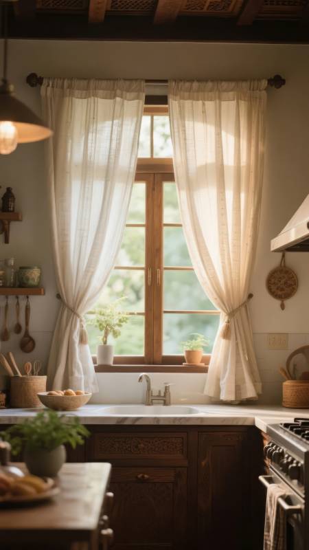 温馨厨房窗景图片