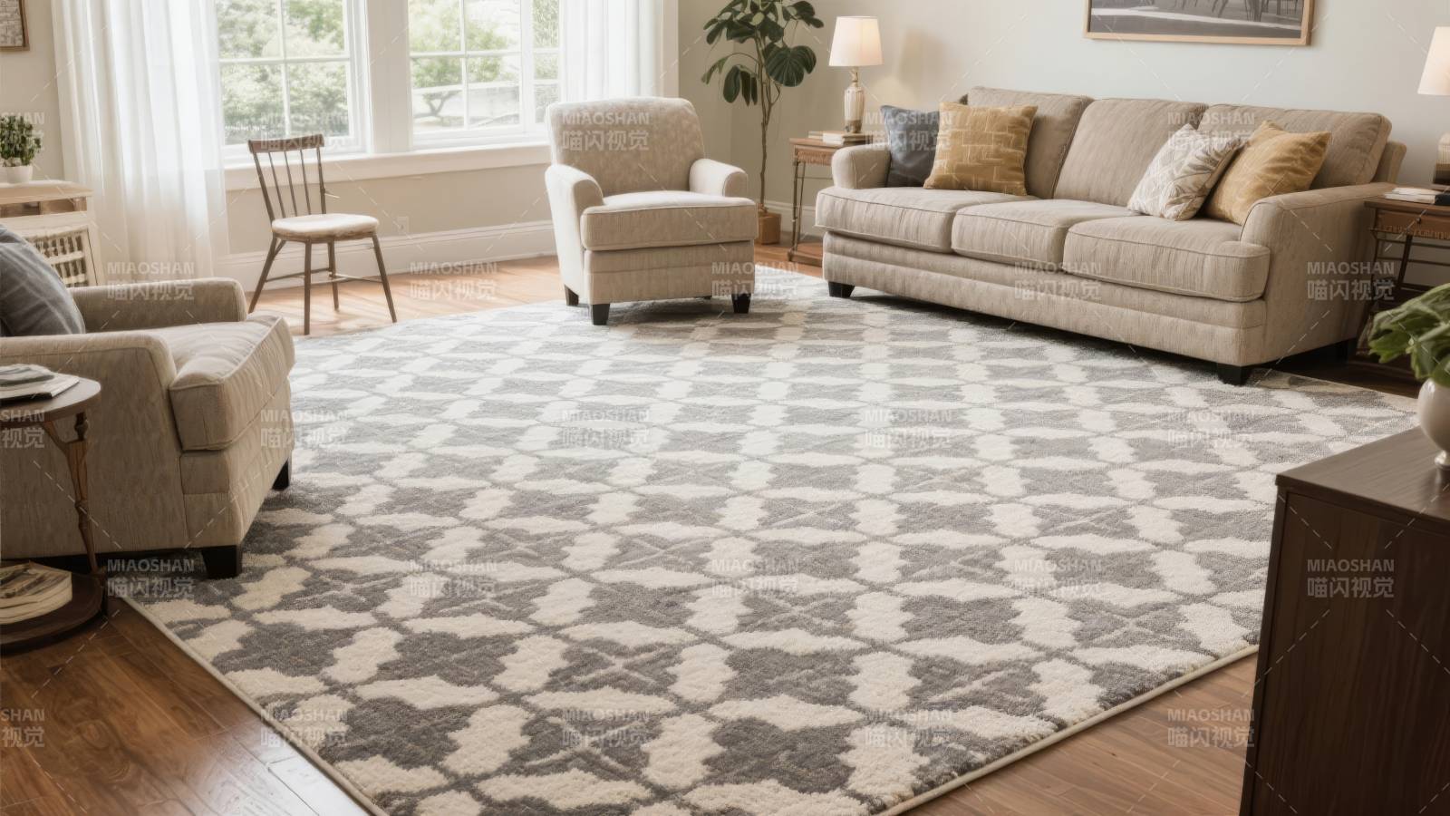 温馨客厅地毯装饰图片