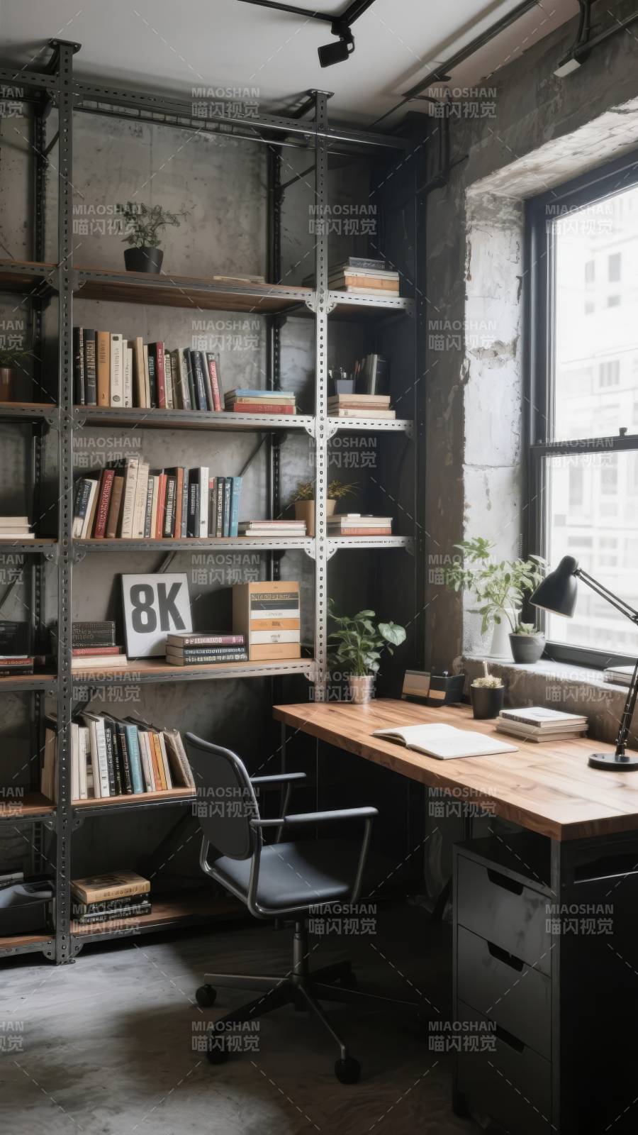 工业风书房一角图片