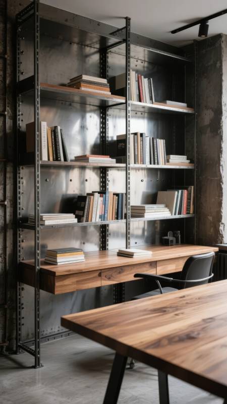 工业风书桌书架图片