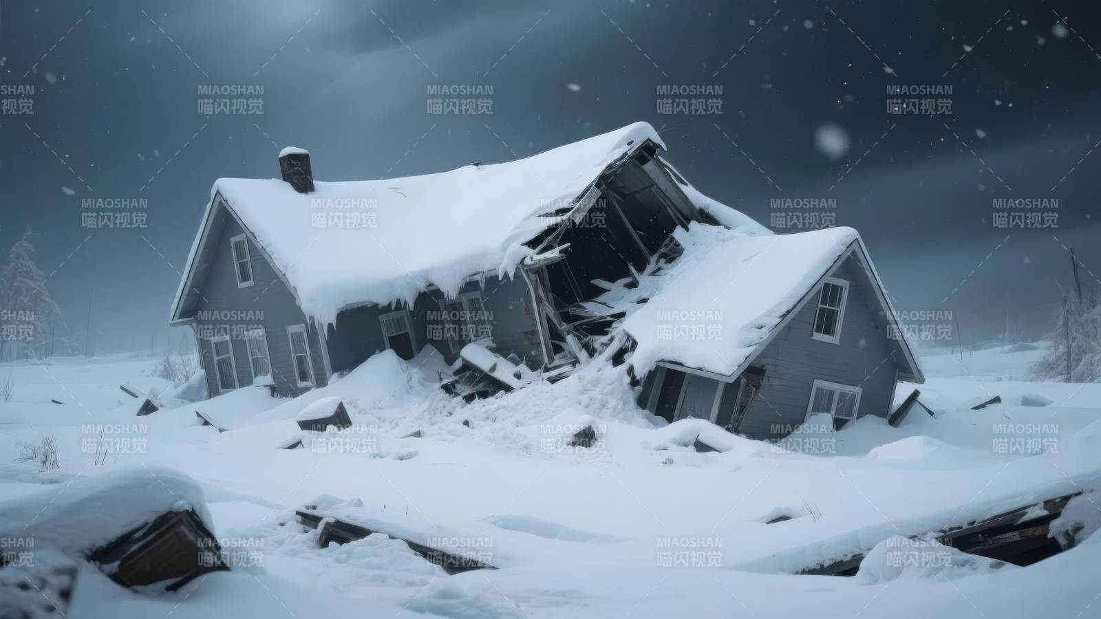 雪崩后的废墟图片