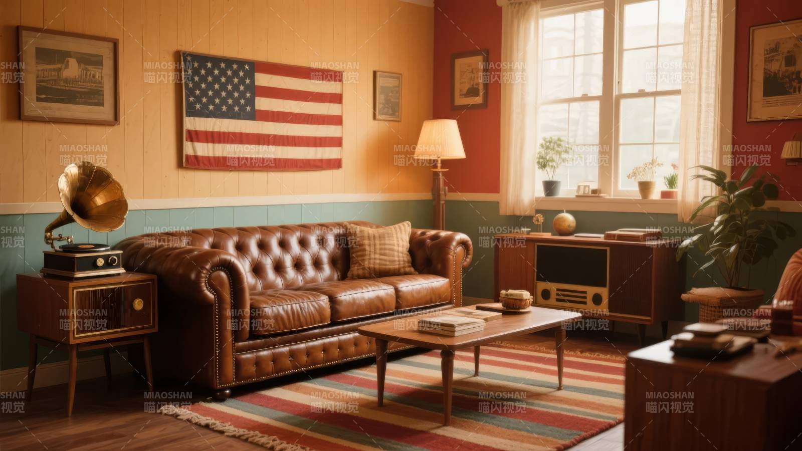 复古美式客厅图片