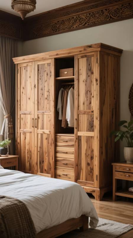 实木衣柜卧室场景图片
