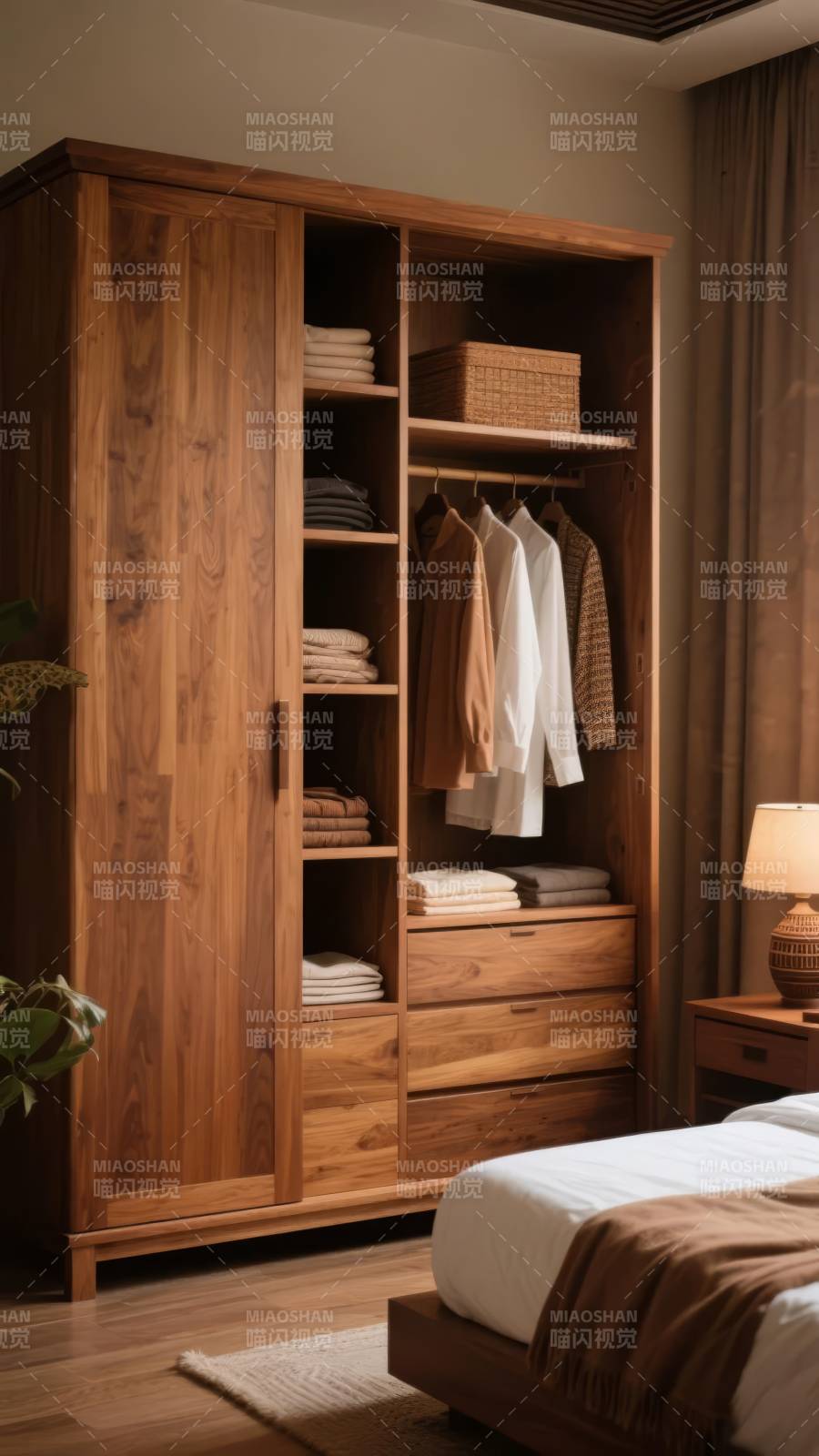 木质衣柜卧室布置图片