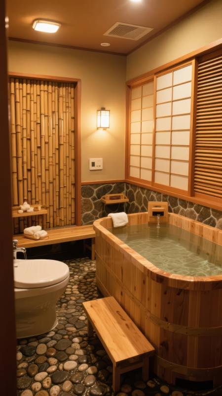 日式温泉浴缸房图片