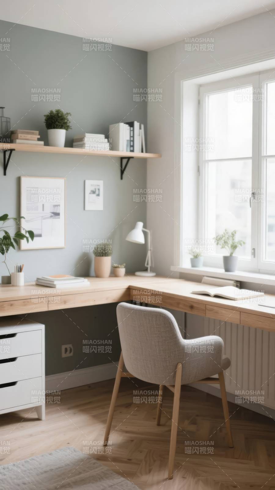 简约书房一角图片