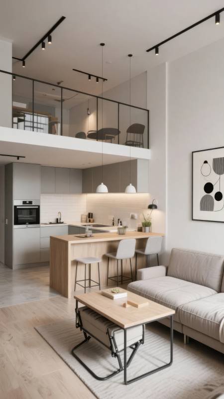 现代简约客厅厨房图片