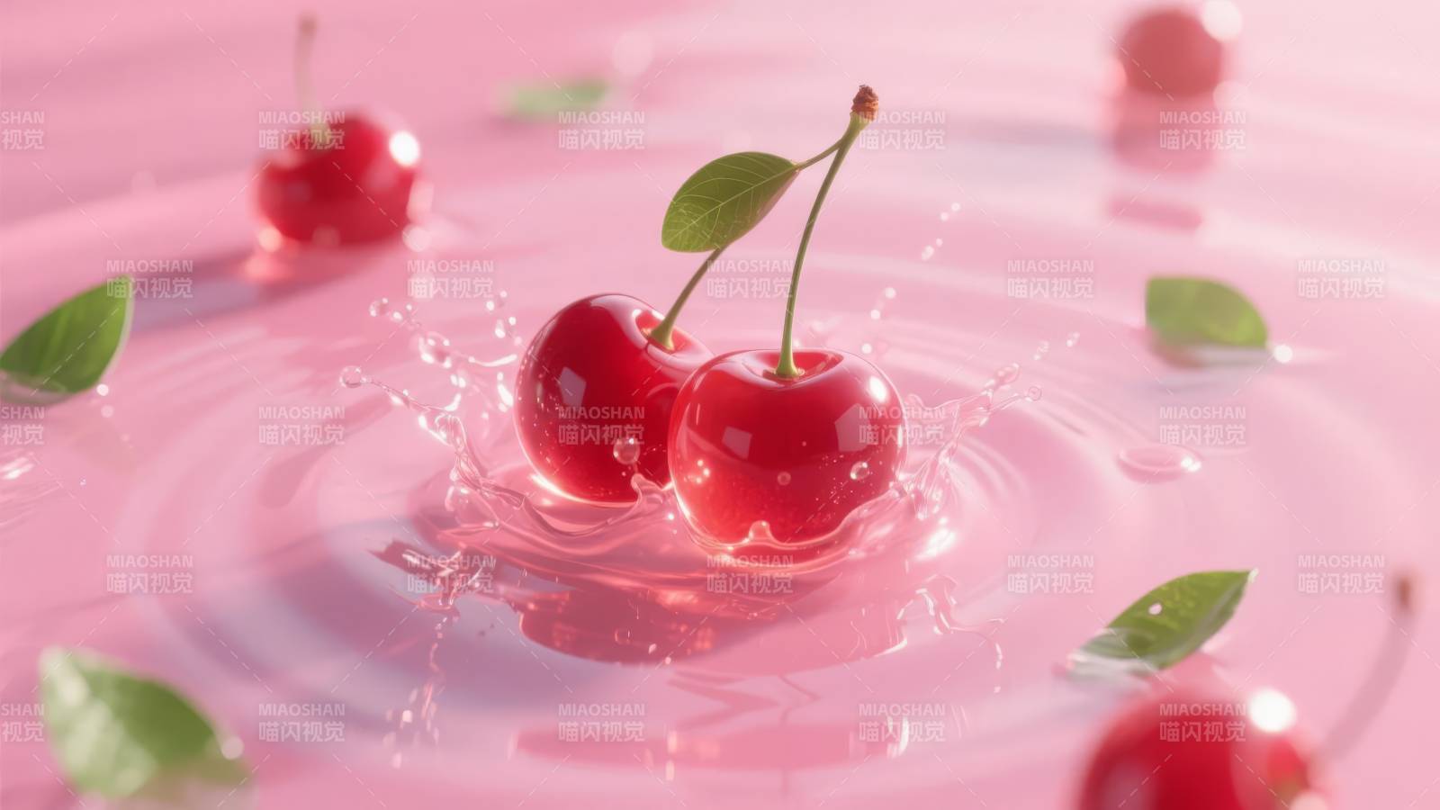 樱桃水波荡漾图片