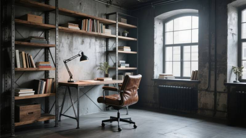 工业风书房一角图片