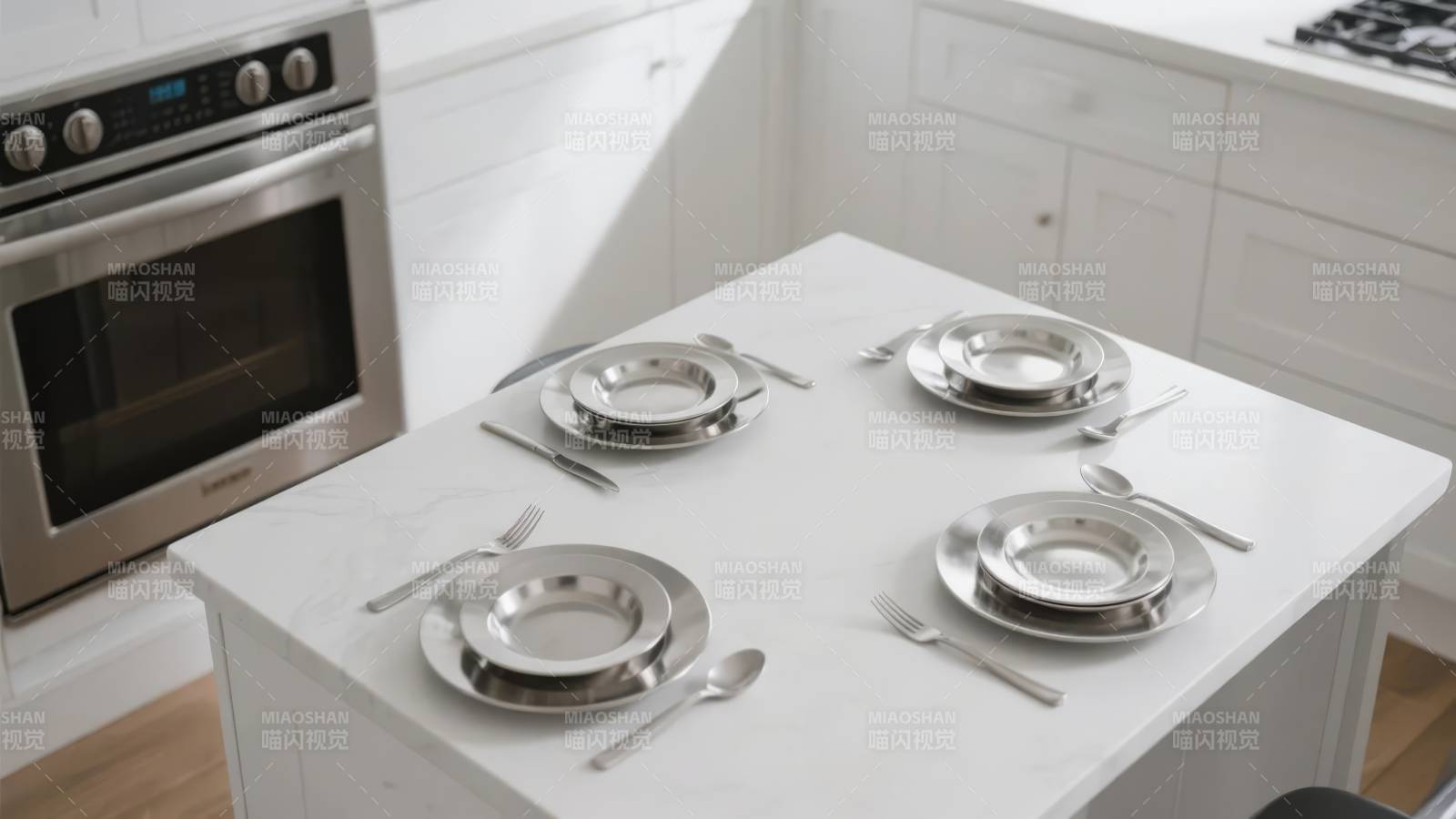 现代厨房餐桌布置图片