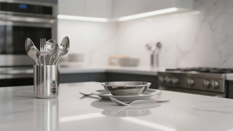 现代厨房餐具特写图片