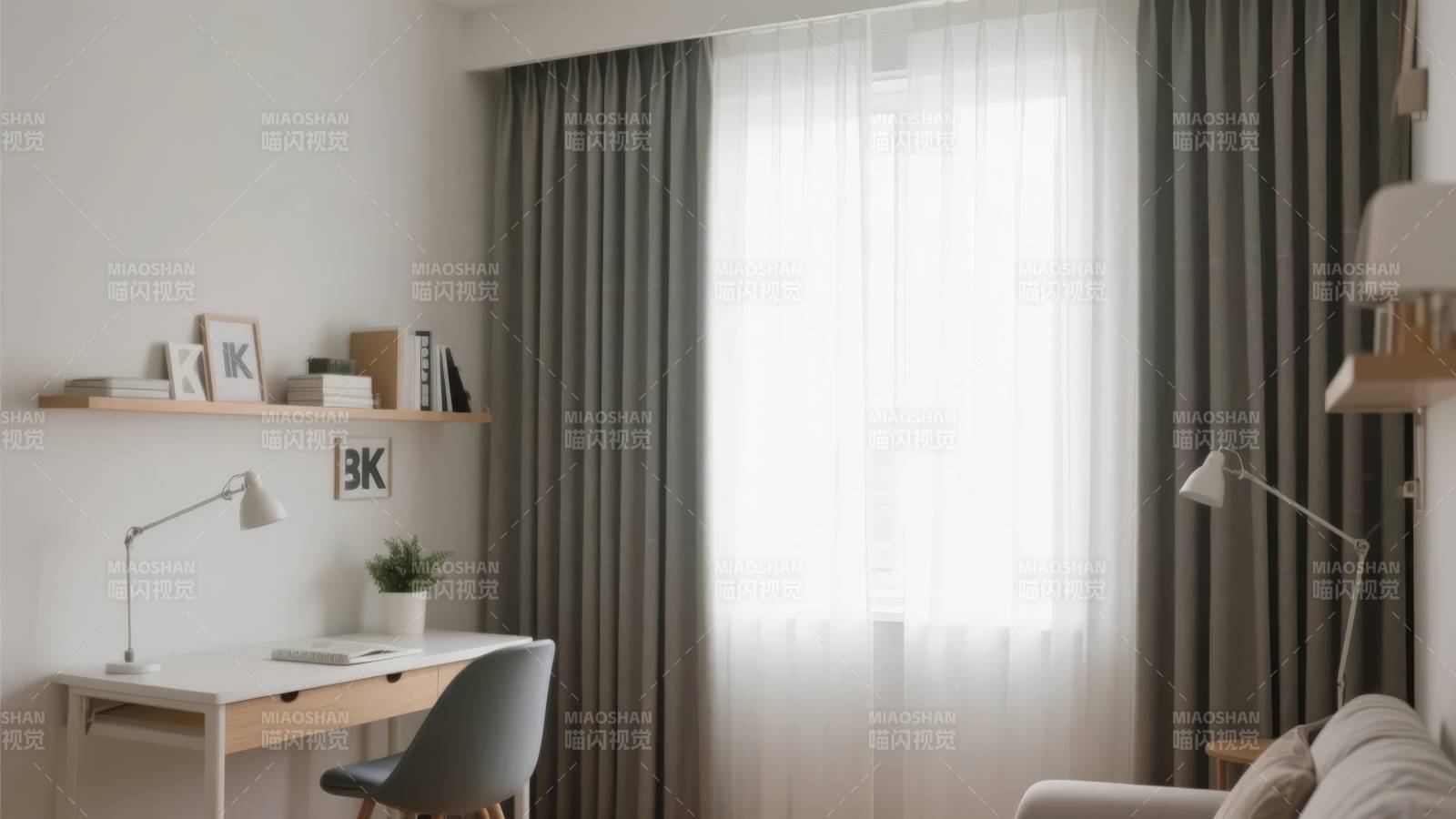 简约书房一角图片