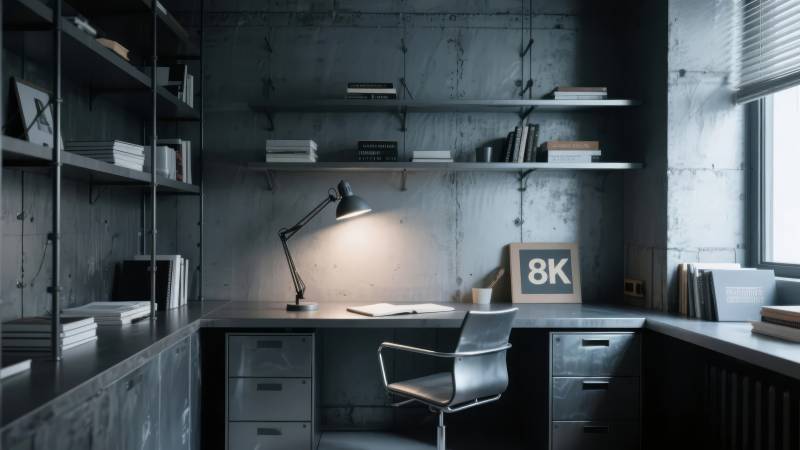 工业风书房一角图片