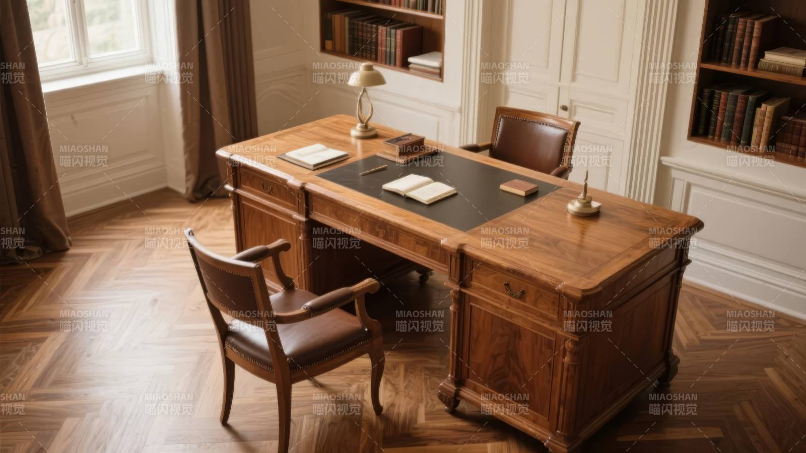 典雅书房办公桌图片