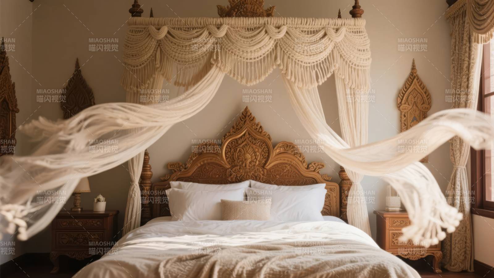 奢华卧室 梦幻帷幔图片