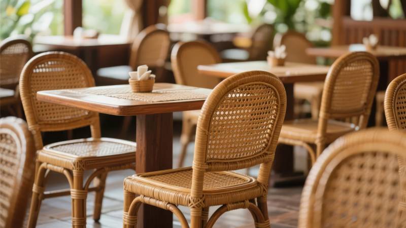 藤椅木桌咖啡馆图片