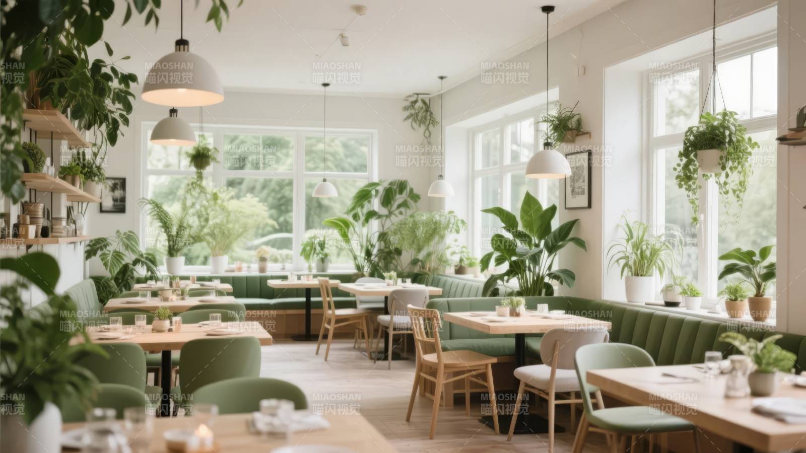 绿意盎然的咖啡馆图片