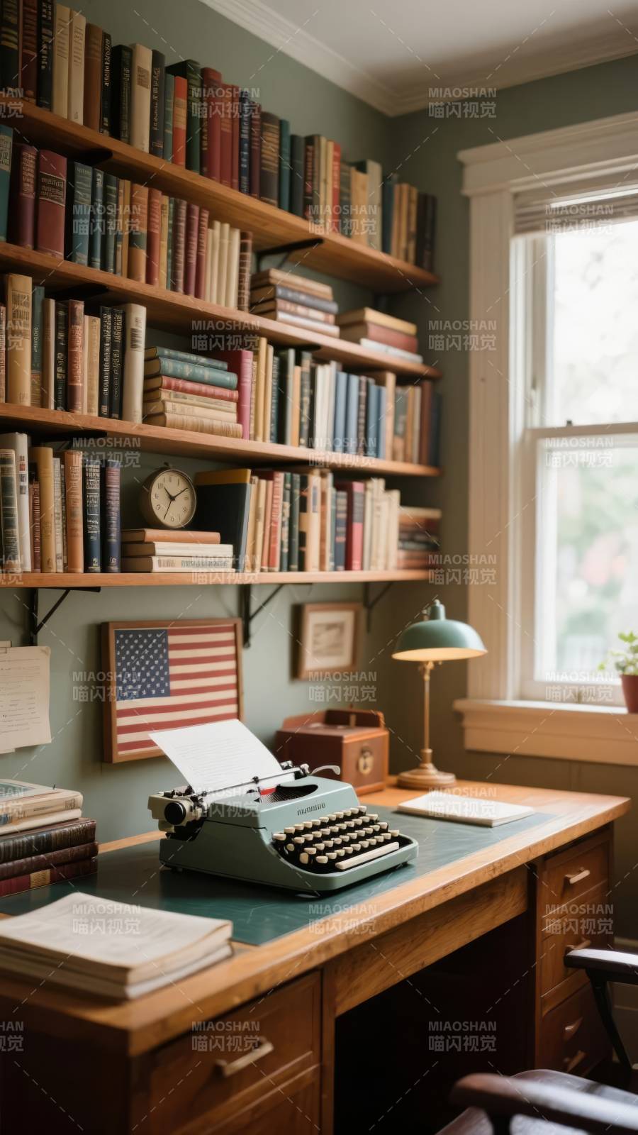 书房里的打字机图片