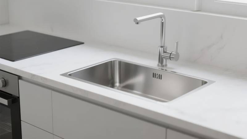 现代厨房水槽特写图片