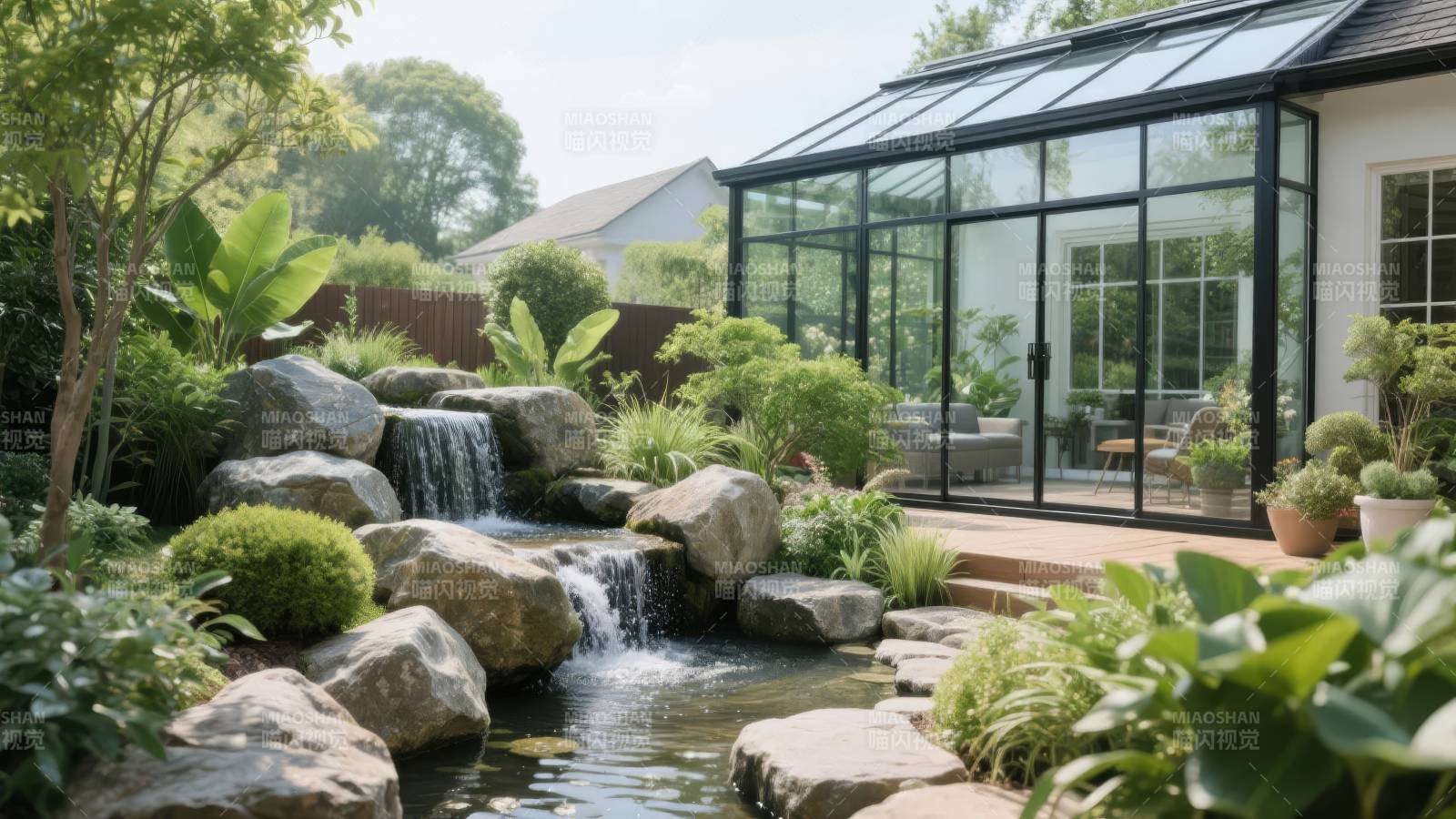 庭院流水景致图片