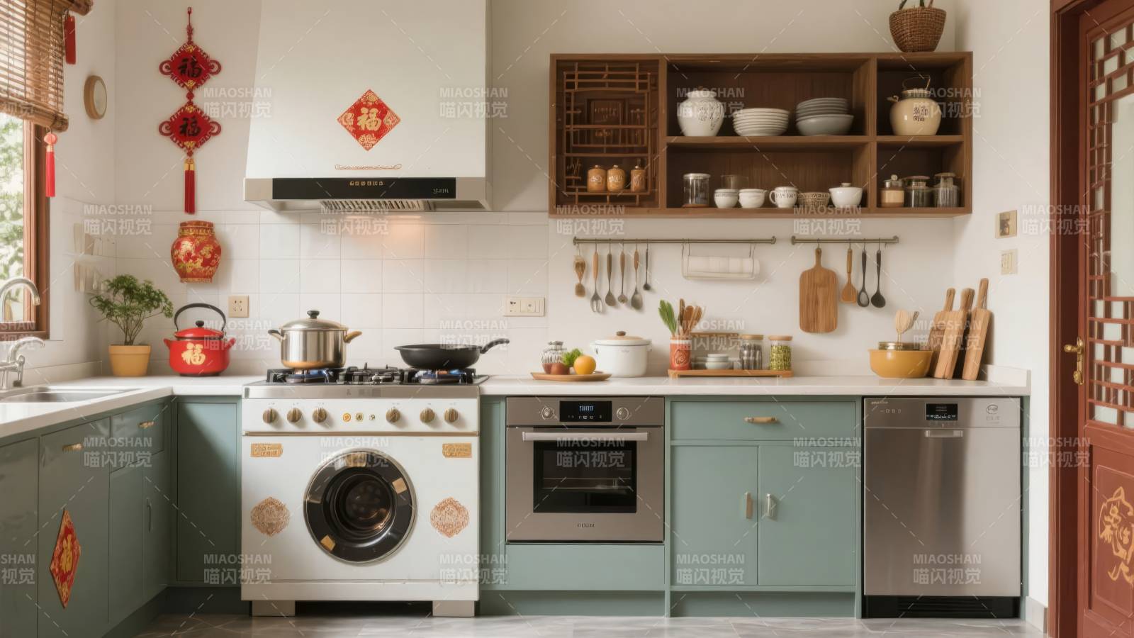 中式厨房温馨布置图片