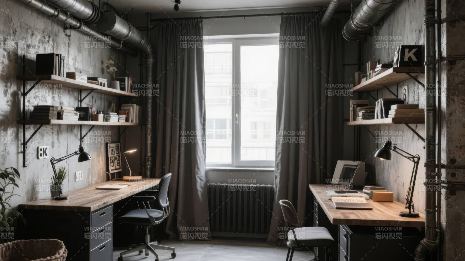 工业风书房设计图片