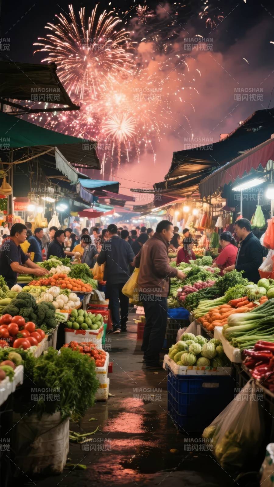 夜市烟火璀璨图片