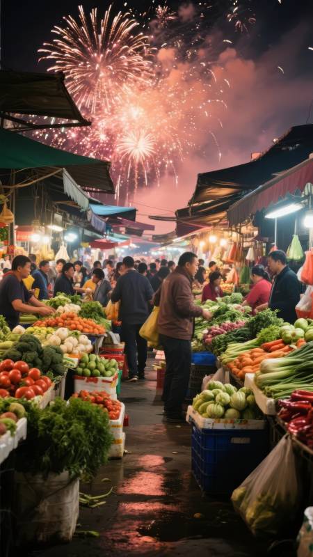 夜市烟火璀璨图片