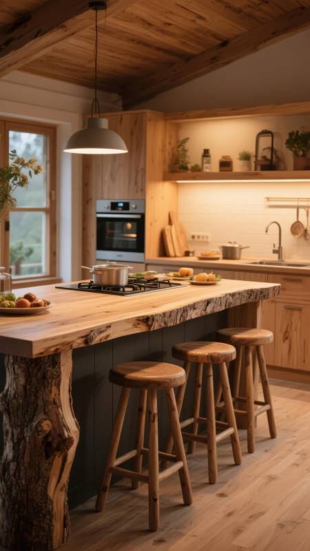 原木风厨房设计图片