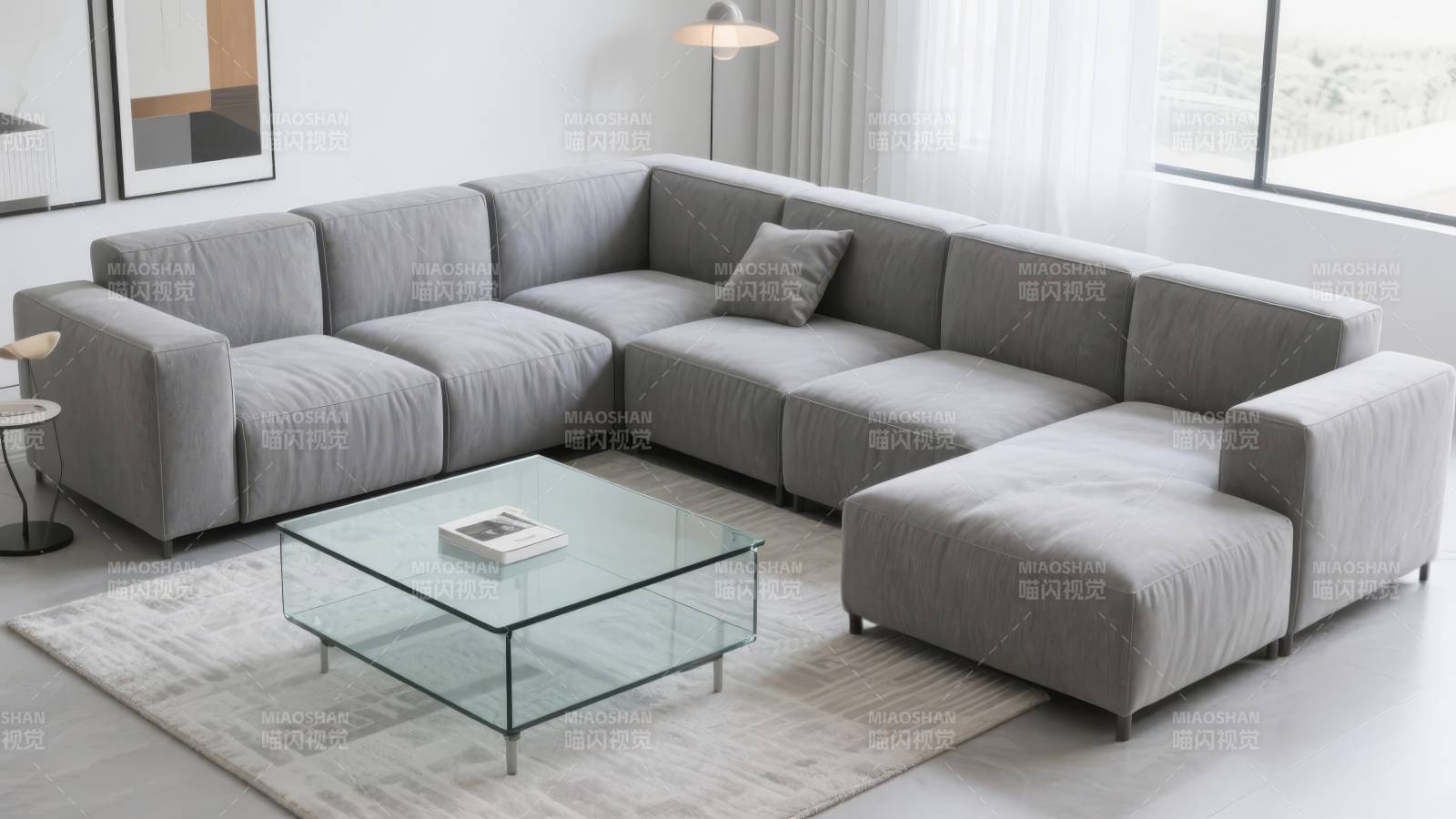 现代简约灰色沙发图片