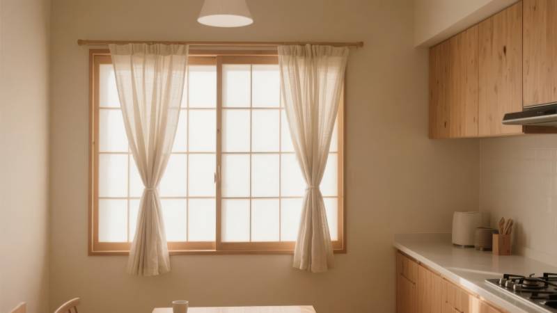 温馨日式厨房窗景图片