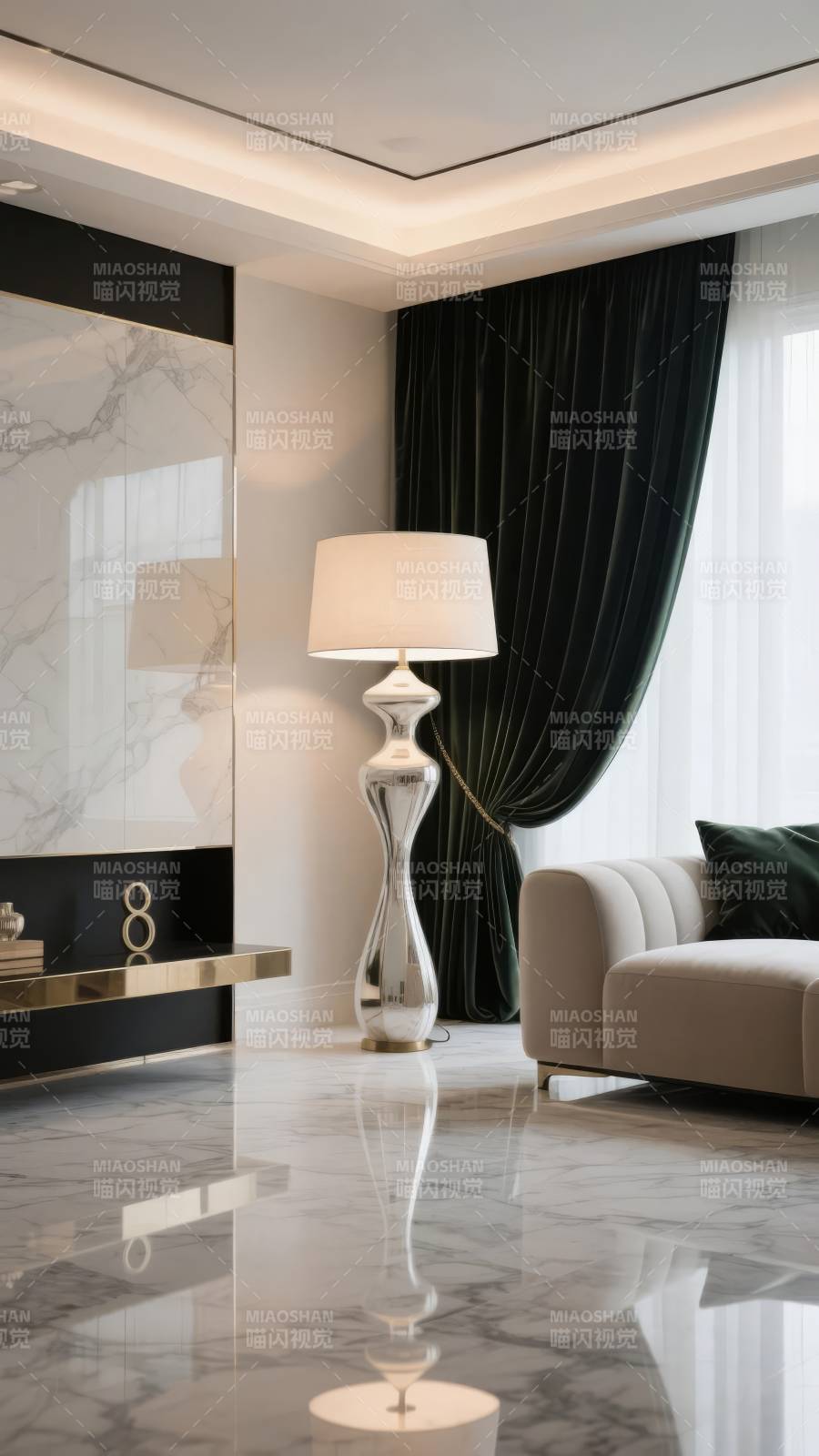 现代奢华客厅一角图片