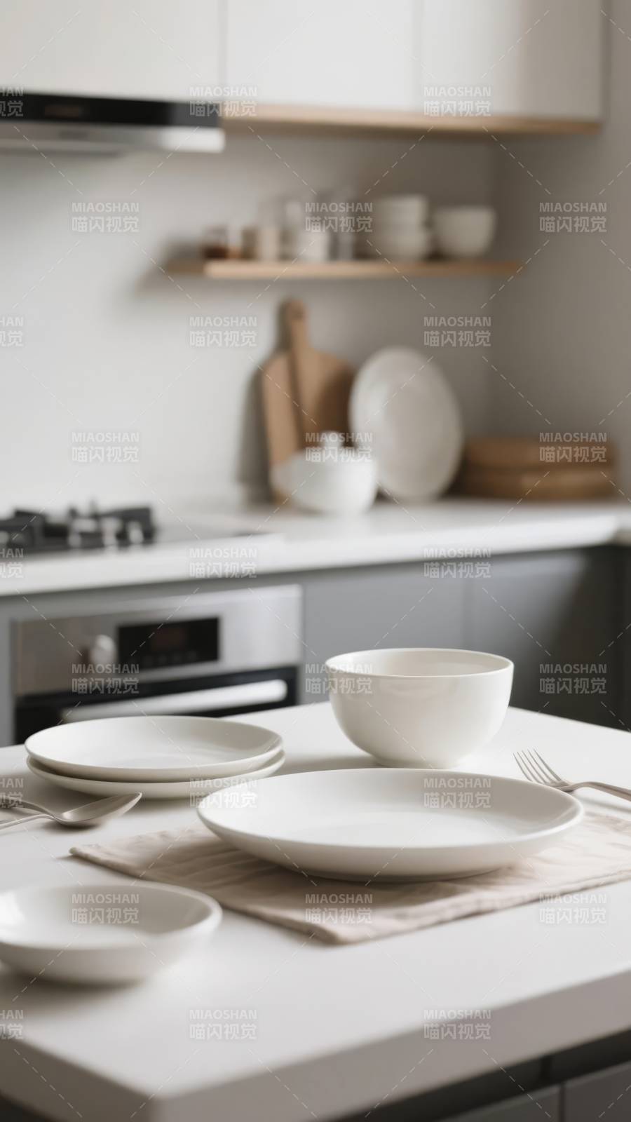 简约厨房餐具摆设图片