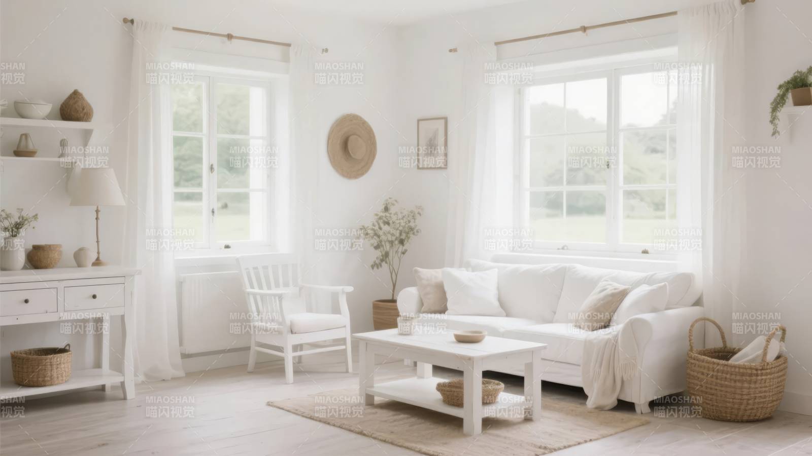 简约白色客厅图片