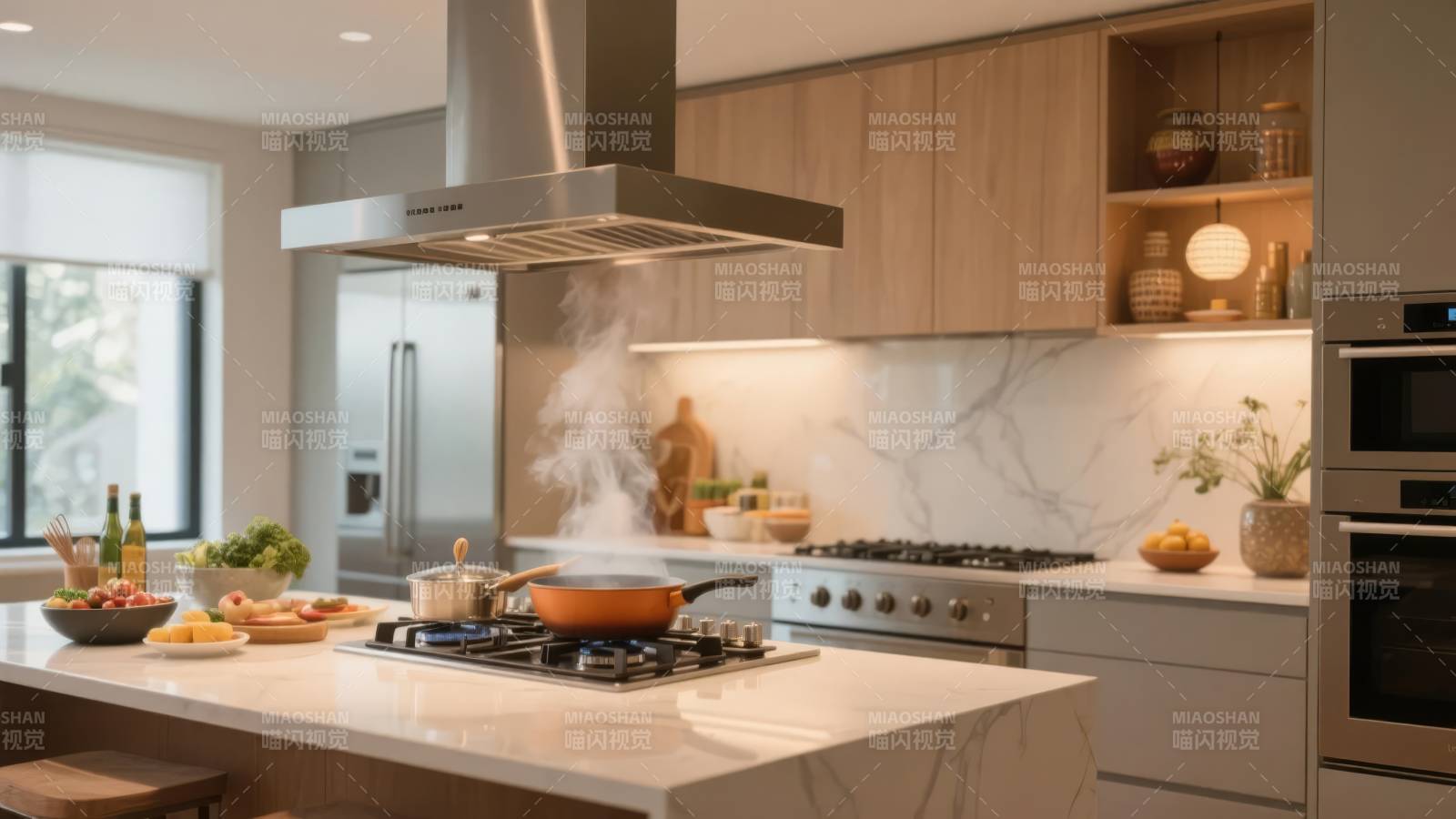 现代厨房烹饪场景图片