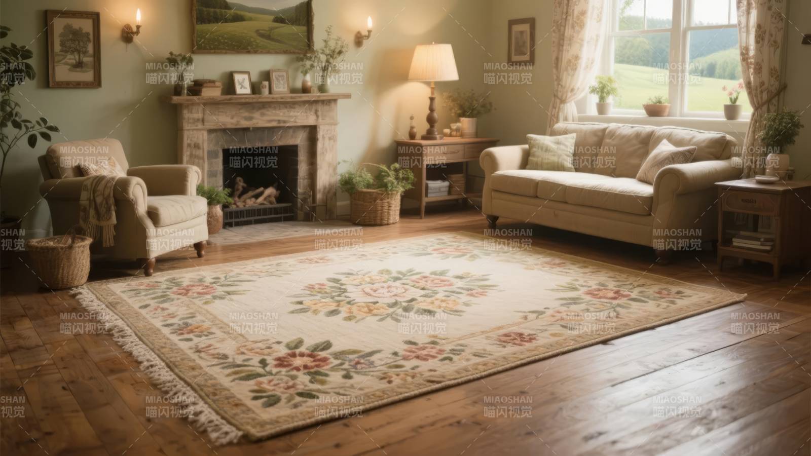 温馨客厅地毯布置图片