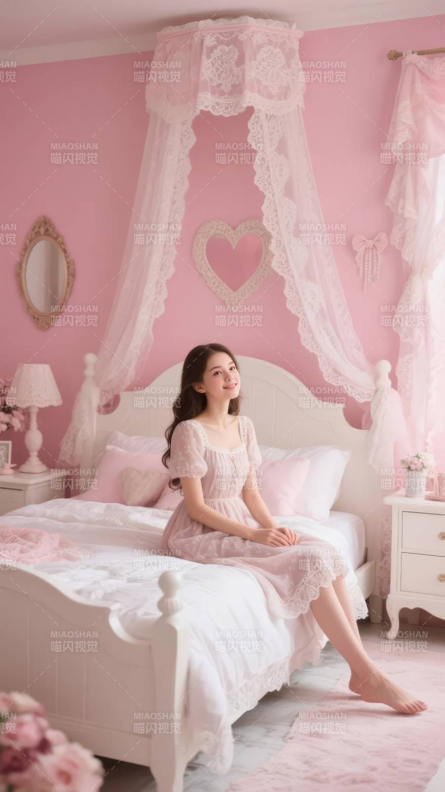 梦幻粉色少女房图片