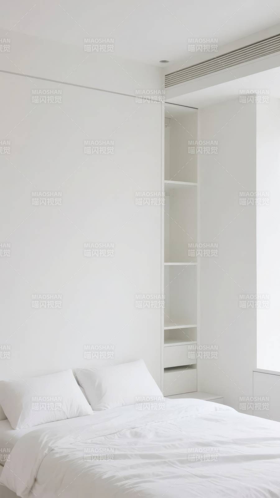极简白色卧室图片