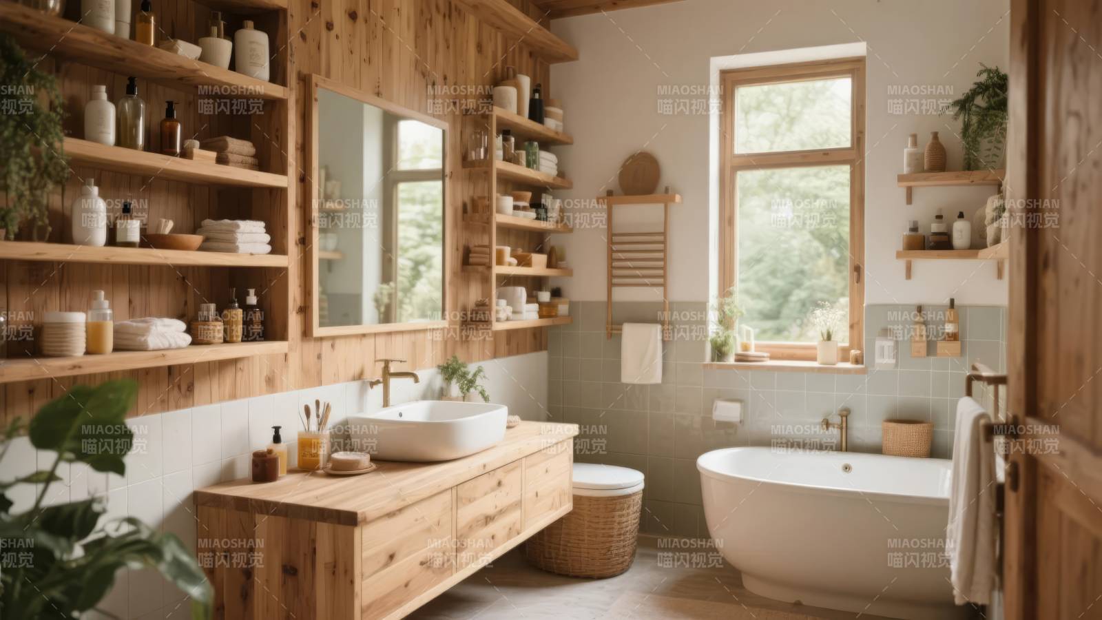 原木风浴室设计图片