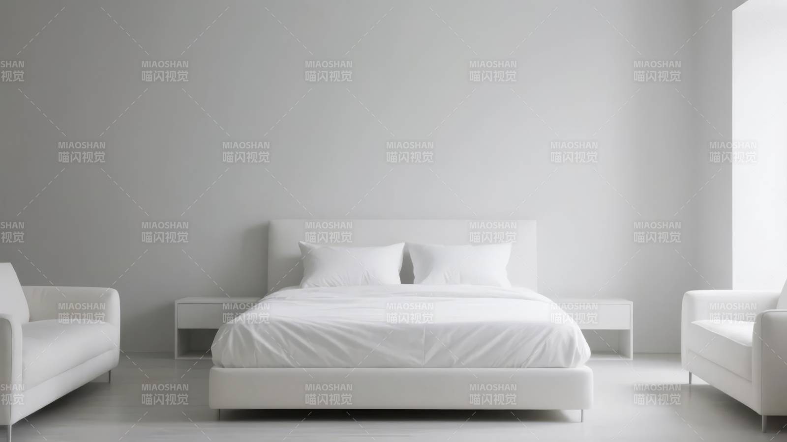 简约白色卧室图片