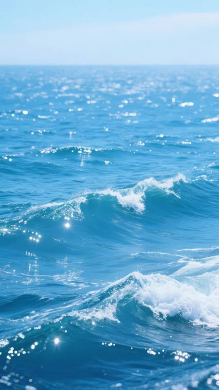 碧海蓝天波光粼粼图片