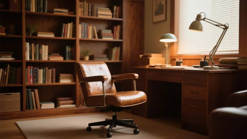 书房静谧阅读角图片