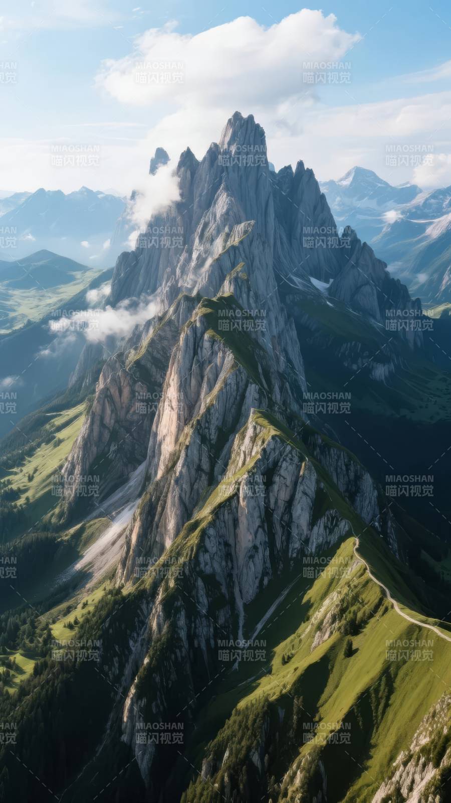 巍峨山峰云雾缭绕图片
