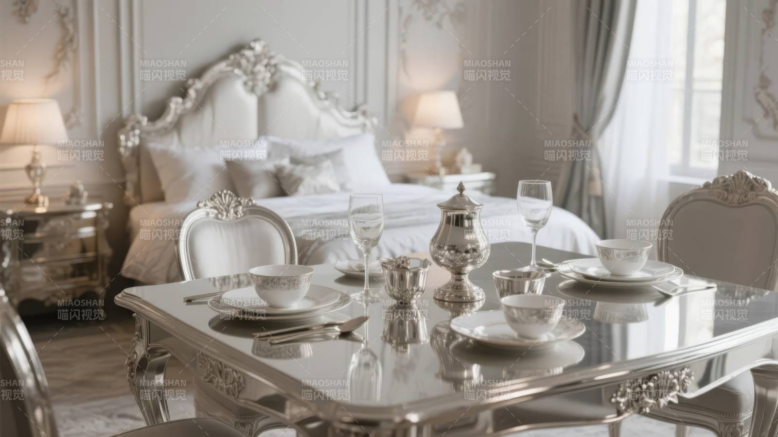 奢华卧室餐桌布置图片